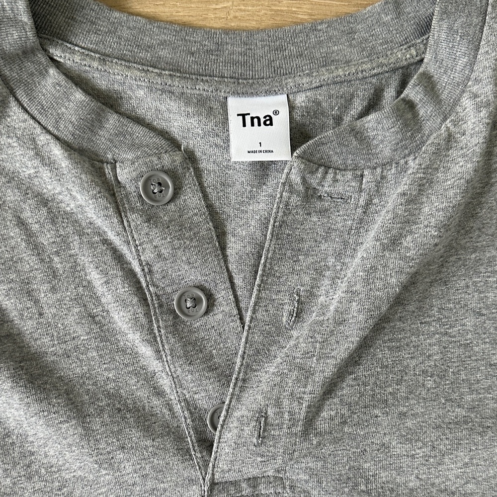 TNA Heather Gray Long Sleeve Henley - Picture 2 of 6
